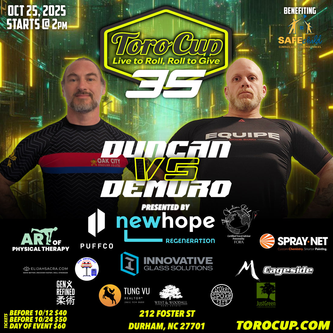 36. Ross Duncan (Oak City BJJ/Elevate MMA) def. Brian DeMuro (Gracie Barra Knightdale) Heel Hook (:53) $ Submission Bonus $