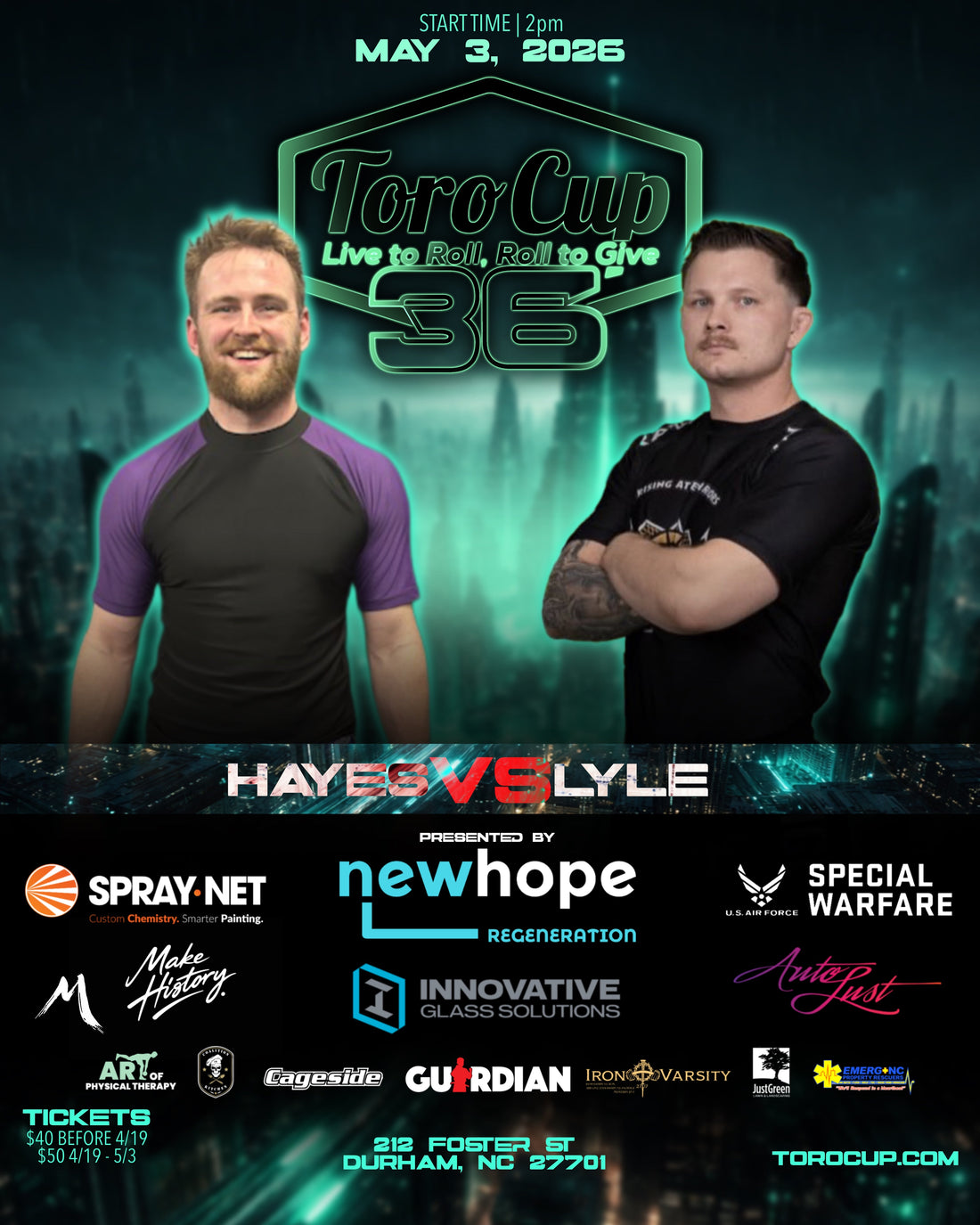 Bryan Hayes (Gracie Burlington) def. Andrew Lyle (RAW MMA) Triangle (5:22)