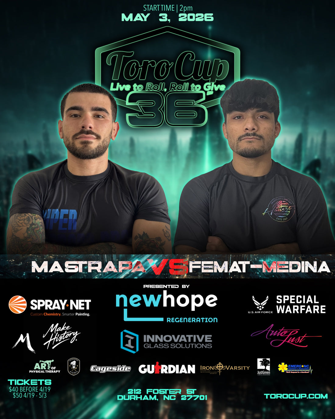 Marcus Mastrapa (Elevate MMA) def. Ricky Femat-Medina (Honest Grappling Co.) RNC (9:34) *Make History Bonus*
