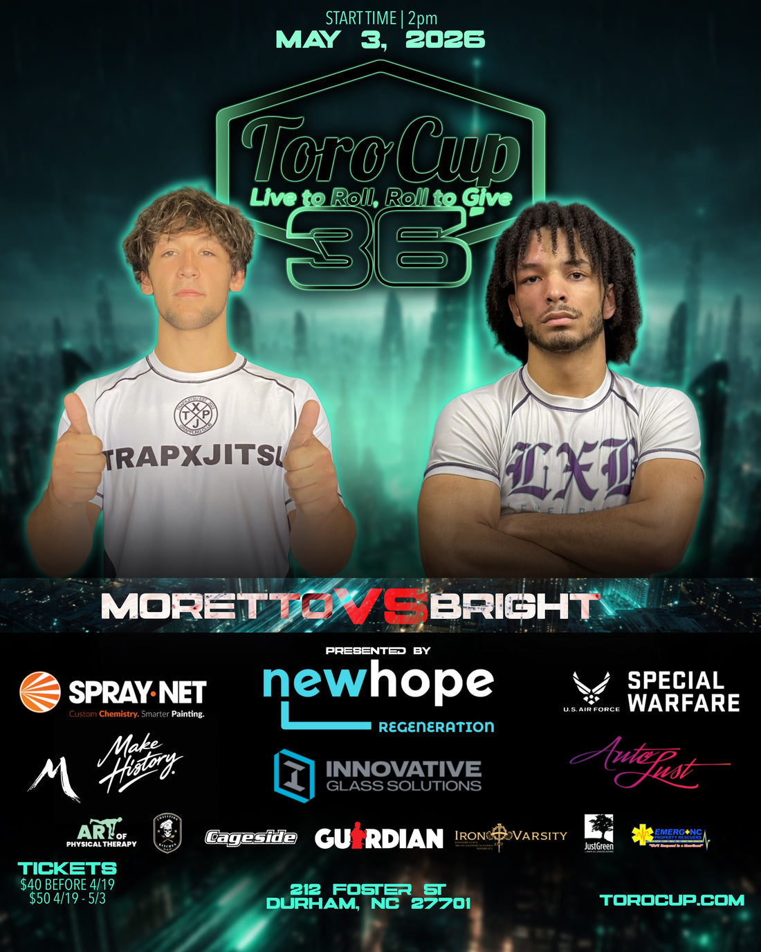 Matthew Bright (TNT Martial Arts) def.Charlie Moretto (The Jiu Jitsu Exchange) Mounted Triangle (7:28) *Make History Bonus*