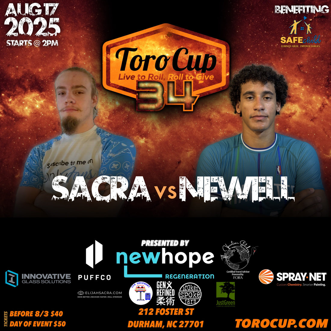 Patrick Sacra (South Hill Submission Grappling) def. Liam Newell (Gym-O) *NoGi via heel hook (:33) $500 Sub Bonus