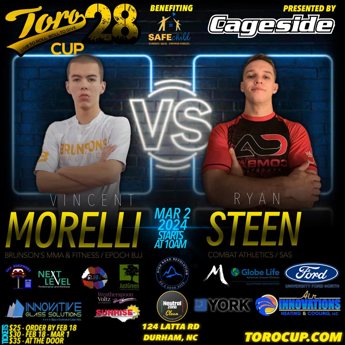 Vincent Morelli def Ryan Steen via Arm Bar 1:53 $100 Submission Bonus