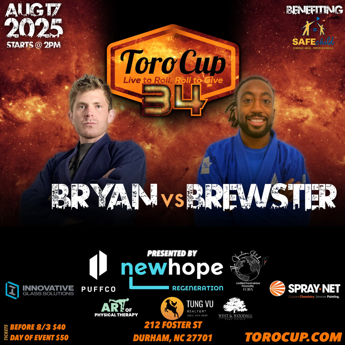 Jordan Bryan (Bull City BJJ) def. Jason Brewster (G13 BJJ) 2-0 Overtime